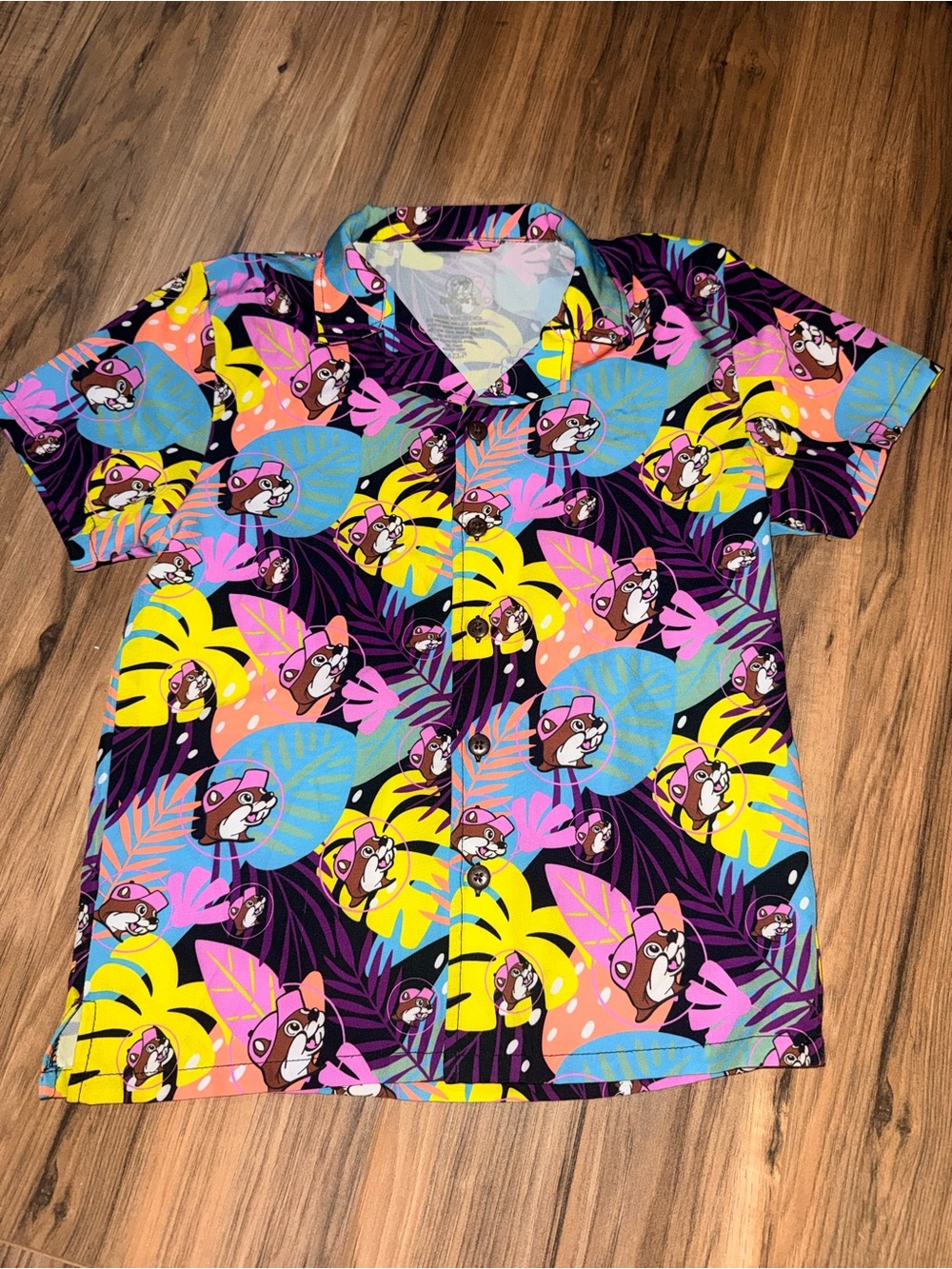Buc-ee’s Youth Small Ym Hawaiian Shirt Tropical Beaver Button Up